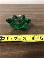 Green Glass Frog Paperweight