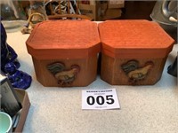2 Plastic Rooster Storage Boxes