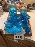 Aqua blue glassware 2 Fenton toothpick and
