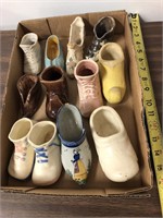 Tray of 12 Ceramic Shoes