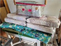 Outdoor chair cushions and blanket