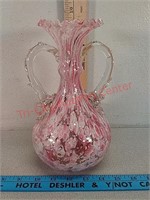 Antique spangle murrhina pink glass vase