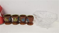 4 coquetiers poterie et cristal