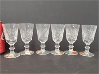 6 verres en cristal au plomb taillés à la main
