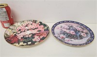 2 assiettes roses - 2 collectors plates