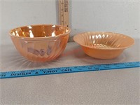 2 fire king peach luster bowls
