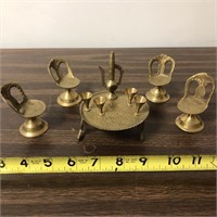 Small Brass Table Chairs Pitcher Glasses , Made in