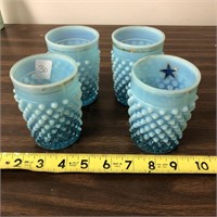 Blue Hobnail Glasses with Gold Trim