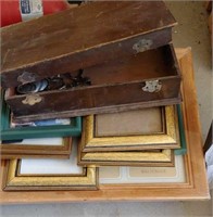 Group of Picture Frames, Wooden Box & More