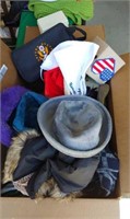 Box of Vintage Hats, Shoes, & More