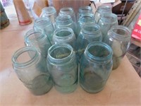 15 blue Mason jars
