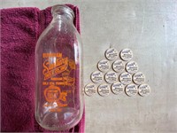 14 Burnham Sanitary bottle tops & 1 qt bottle