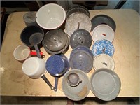 granite ware, approx 20 pcs, pans & lids