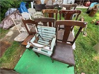 12 side chairs & youth swing (all need work)