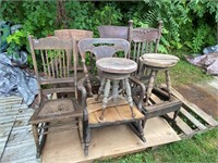 5 rocking chairs & 2 piano stools (req work)