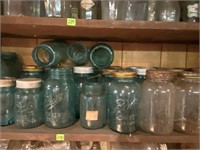 blue & clear canning jars (various sizes)