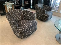 2PC SWIVEL UPHOLSTERED ARM CHAIRS