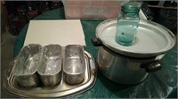 Pressure Cooker, Blue Ball Jar & Rooster Insert