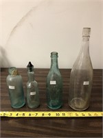 4 Glass Bottles- Robert Portner, E Pritchard, Piel