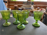 5 VASELINE GLASS GOBLETS