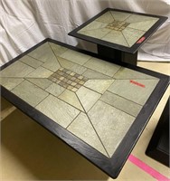 2 Green Stone Top Tables