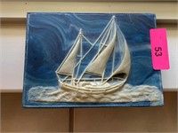 VTG INCOLAY SAILBOAT THEMED JEWELRY BOX