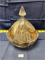 Glass with gold Lidded Candy Dish