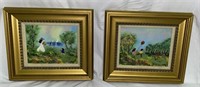 2 paintings children playing by Louis Cardin 78'