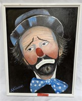 Painting sad clown by A. Vilkausas
