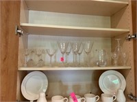 CONTENTS OF SHELF LOT OF ETCHED STEMWARE