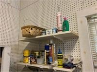 LOT OF STAINS, CAULK, AND OTHER PAINT SUPPLIES