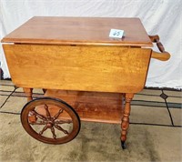 maple tea cart w/wooden wheels