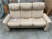 AC Beige Leather 3 Seat Reclinable Lounge