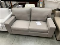 York Grey Leather 2 Seat Lounge