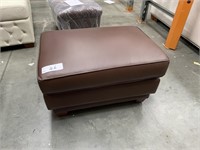 Brown Leather Rectangular Ottoman