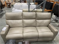 Olympus Beige Leather 3 Seat Reclinable Lounge