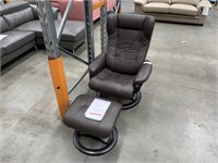 Brown Leather Reclinable Arm Chair with Ottoman