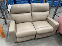 Sultan Beige Leather 2 Seat Reclinable Lounge