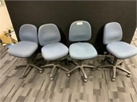 4 Blue Fabric Swivel Base Office Chairs