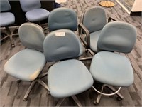 5 Green Fabric Swivel Base Office Chairs