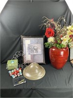 Elephant Picture, Flowers in Vase, Candles