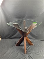 Wood and Beveled Glass End Table