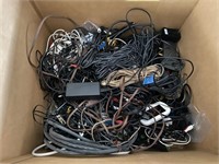 HUGE Box of AV Cables, Chargers, Adapters
