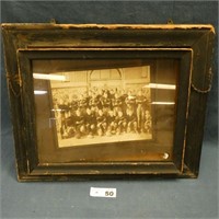 Framed Black & White Football Team Photo