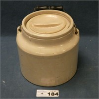 Stoneware Crock with Lid - Approx. 7" Tall