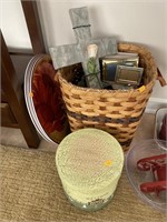 Basket, picture frames and miscellaneous