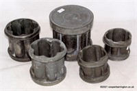 Five Victorian Pewter Jelly Moulds
