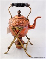 Arts & Crafts Repousse Copper/Brass Spirit Kettle