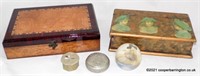 Two Wooden Jewellery Boxes & 3 Trinket Boxes