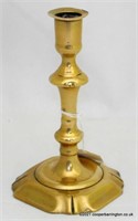 Georgian Petal Base Brass Candlestick